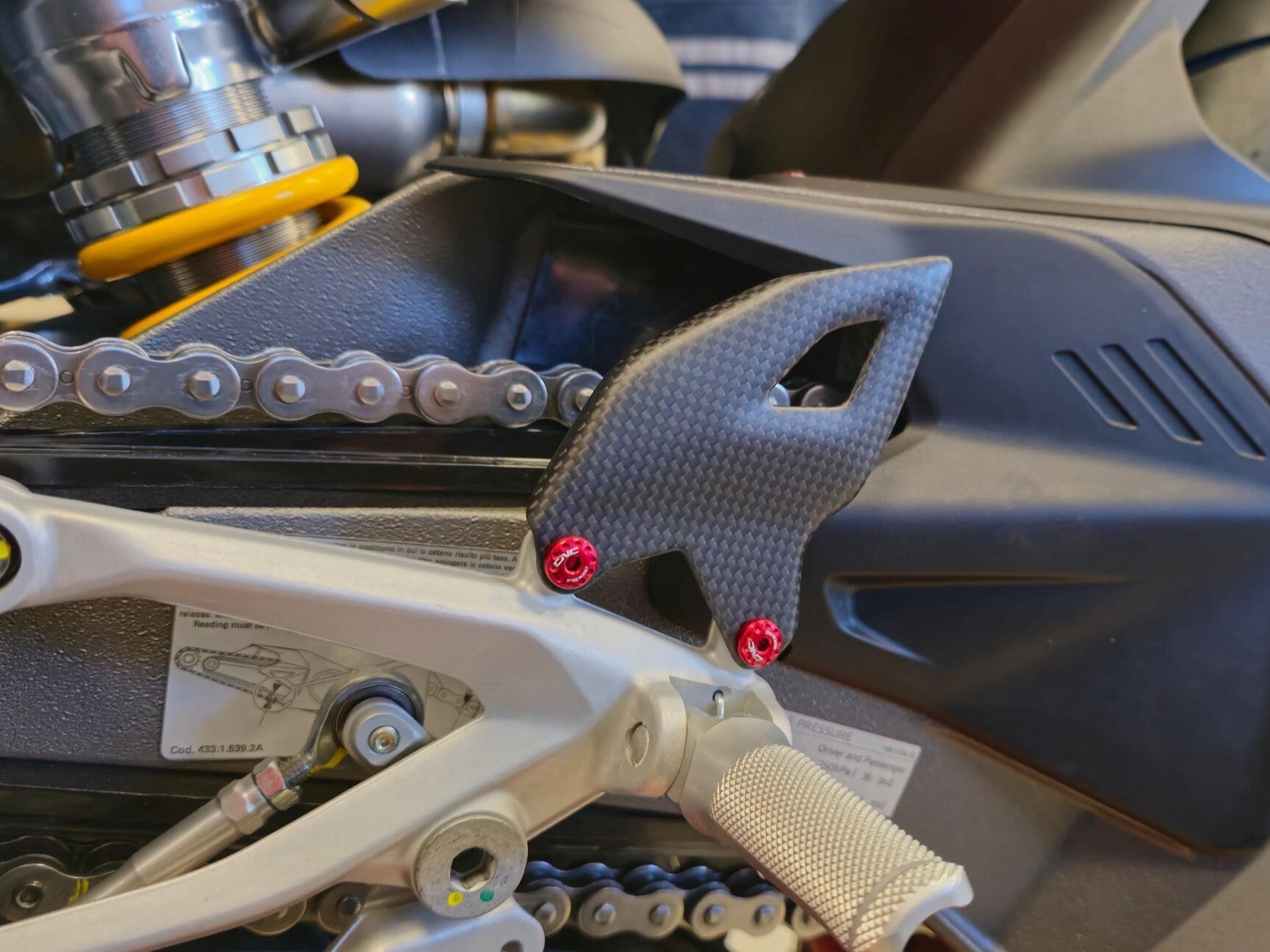 CNC RACING ZA412 Ducati Panigale V4 (2025+) Carbon Heel Guard Kit – Accessories in the Motodeal Motorcycle Aftermarket Accessories and Parts Online Shop