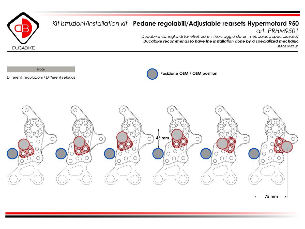 PRHM9501 - DUCABIKE Ducati Hypermotard 950 (2019+) Adjustable Rearset – Accessories in the Motodeal Motorcycle Aftermarket Accessories and Parts Online Shop