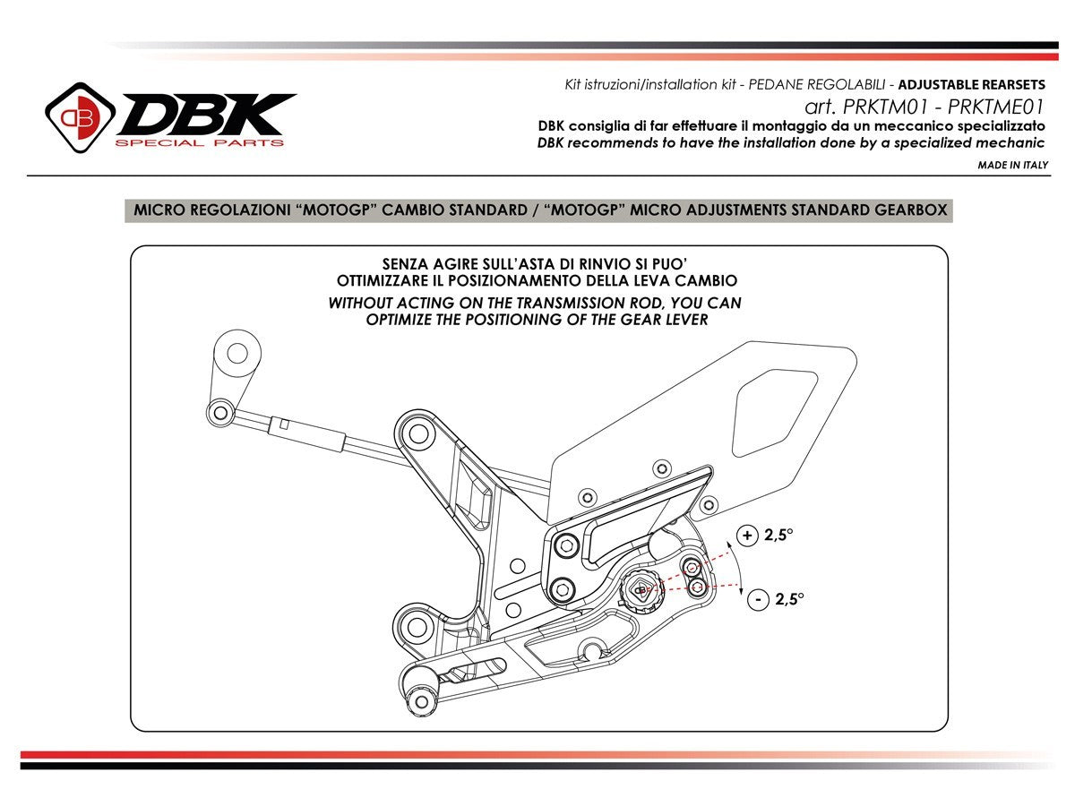 DBK DUCABIKE PRKTM01 KTM 990 DUKE (2024+) Adjustable Rearset (pilot) – Accessories in the Motodeal Motorcycle Aftermarket Accessories and Parts Online Shop