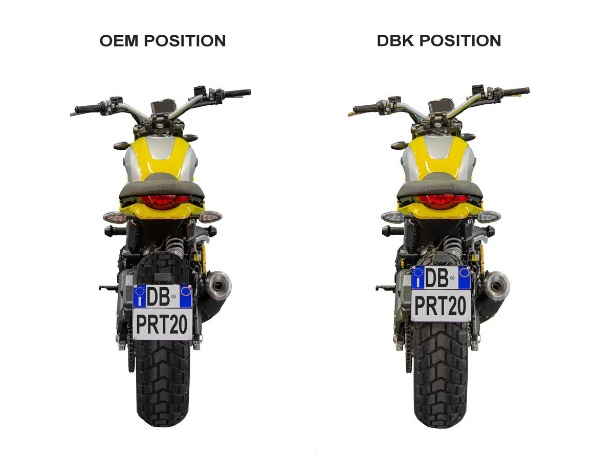 PRT20 - DBK Ducati Scrambler 800 Full Throttle / Icon / Nightshift (2023+) Adjustable License Plate Move Kit – Accessories in the Motodeal Motorcycle Aftermarket Accessories and Parts Online Shop