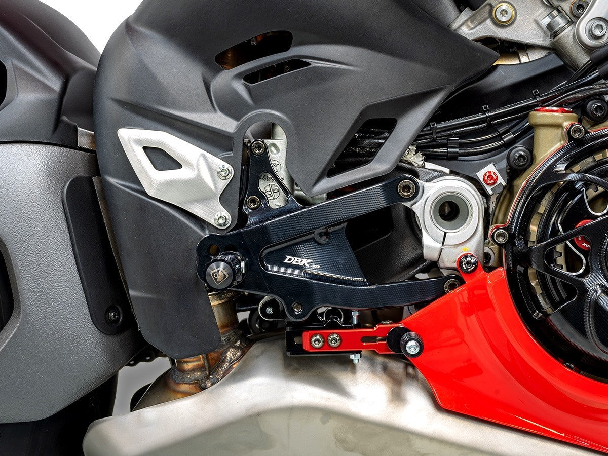 DBK DUCABIKE PRV402 Ducati Panigale V4 / V4S (2025+) Adjustable Rearset (SBK edition) – Accessories in the Motodeal Motorcycle Aftermarket Accessories and Parts Online Shop