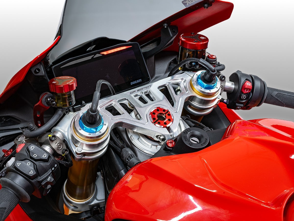 DBK DUCABIKE PSS10 Ducati Panigale V4/ V4S (2025+) Triple Clamps Top Steering Plate (MotoGP edition) – Accessories in the Motodeal Motorcycle Aftermarket Accessories and Parts Online Shop