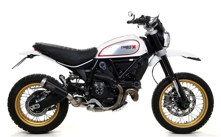 ARROW 71673MI+71865PRN Ducati Scrambler 800 Desert Sled (17/22) Dark Steel Slip-on Exhaust "Pro Race" – Accessories in the 2WheelsHero Motorcycle Aftermarket Accessories and Parts Online Shop