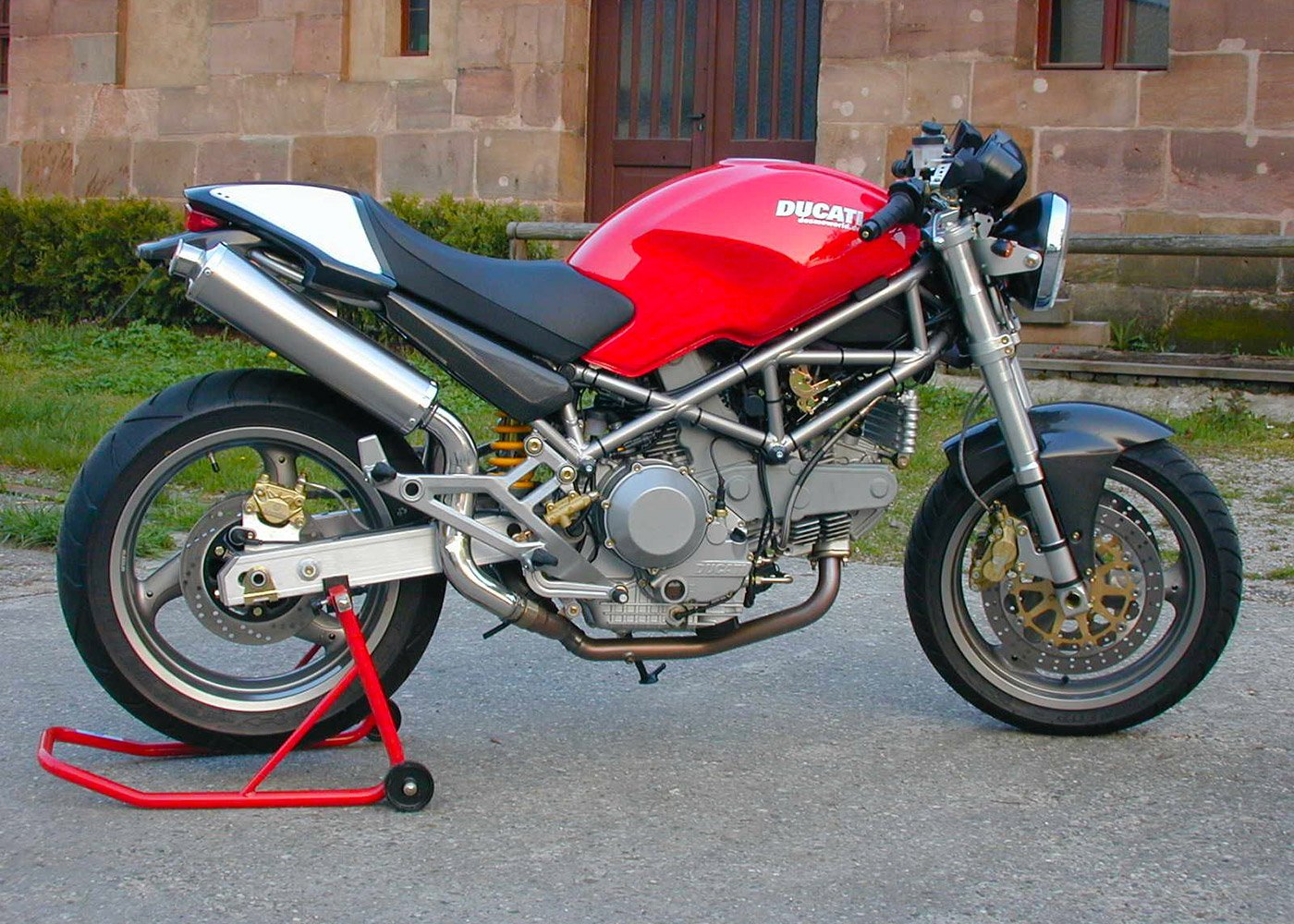 SPARK GDU0812 Ducati Monster High Position Dual Slip-on Exhaust "Round" (titanium; EU homologated)