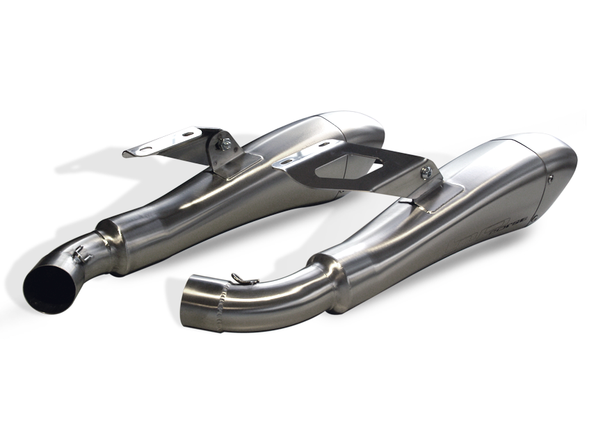 HP CORSE Ducati Monster 1100/796/696 Dual Slip-on Exhaust "Hydroform Satin" (EU homologated)