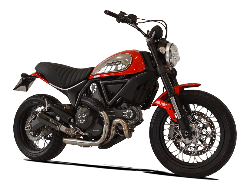 HP CORSE Ducati Scrambler 800 Slip-on Exhaust "GP-07 Black" (EU homologated; with wire mesh)