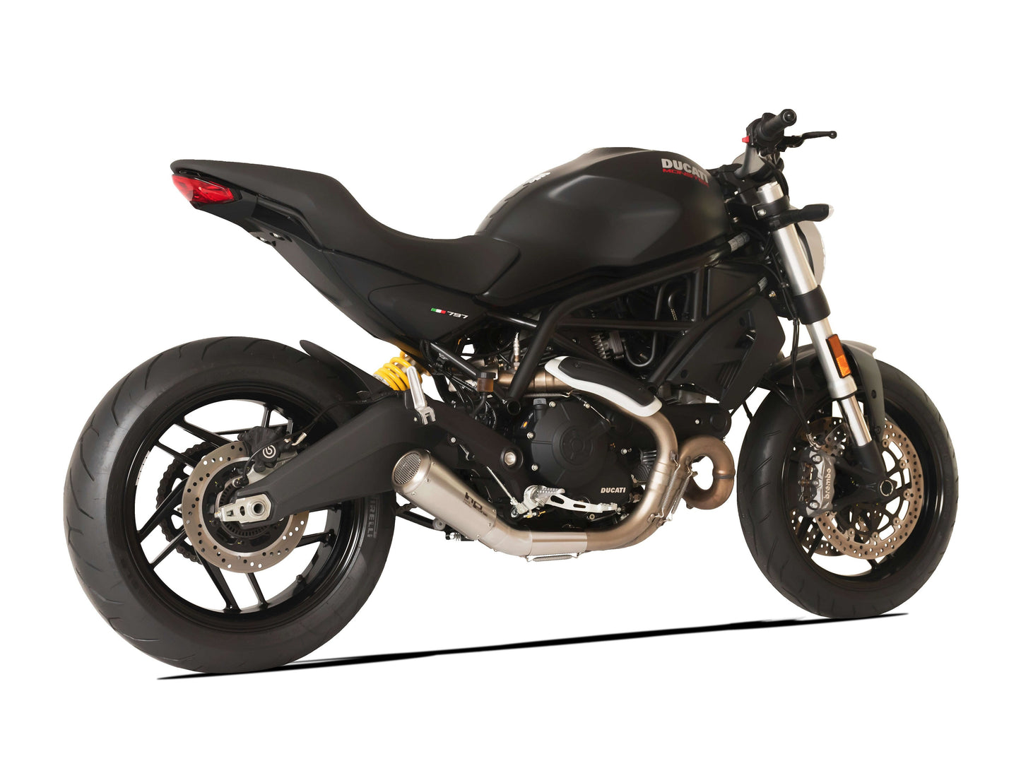 HP CORSE Ducati Monster 797 Slip-on Exhaust "GP-07 Satin Short" (racing; with wire mesh)