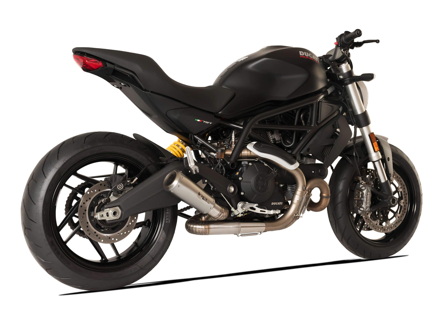 HP CORSE Ducati Monster 797 Slip-on Exhaust "GP-07 Satin" (racing; with aluminum ring)