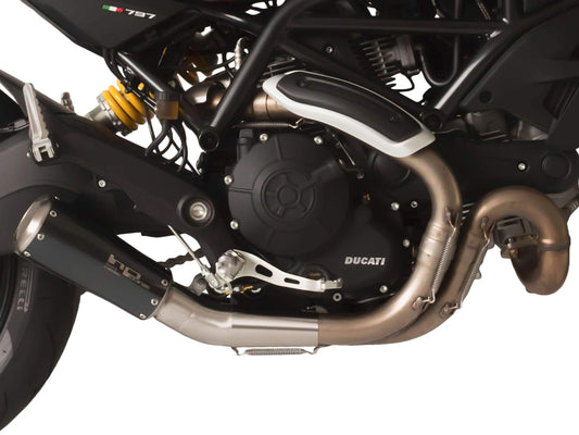 HP CORSE Ducati Monster 797 Slip-on Exhaust "GP-07 Black Short" (racing; with aluminum ring)