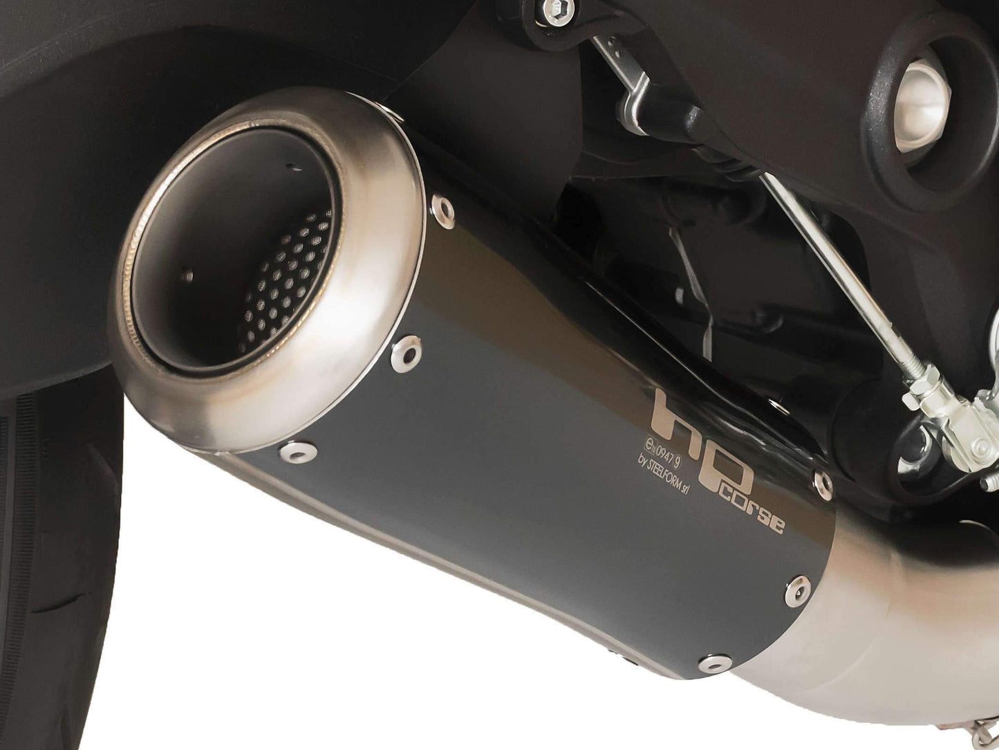 HP CORSE Ducati Monster 797 Slip-on Exhaust "GP-07 Black Short" (racing; with aluminum ring)