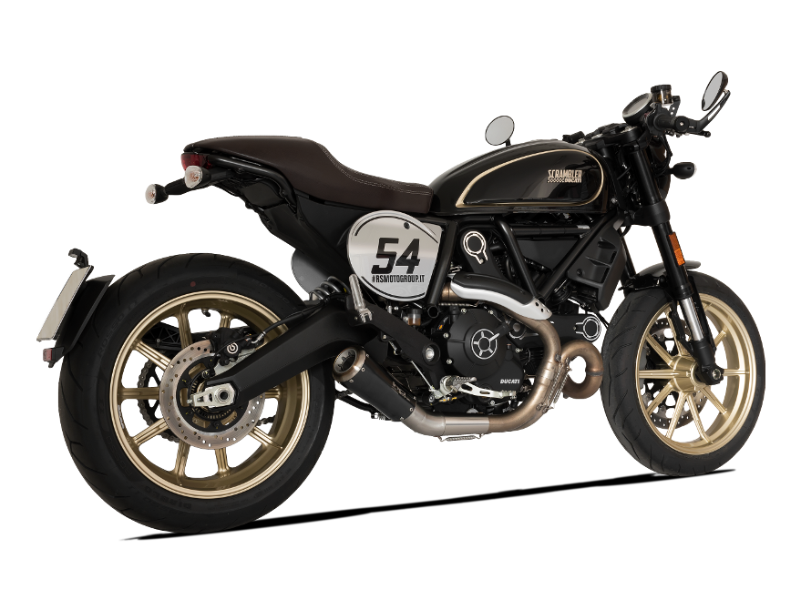 HP CORSE Ducati Scrambler 800 Slip-on Exhaust "GP-07 Black" (EU homologated; with aluminum end-cap)