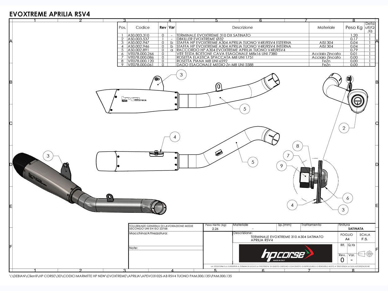 HP CORSE Aprilia Tuono V4 (11/14) Slip-on Exhaust "Evoxtreme 310 Black" (EU homologated)