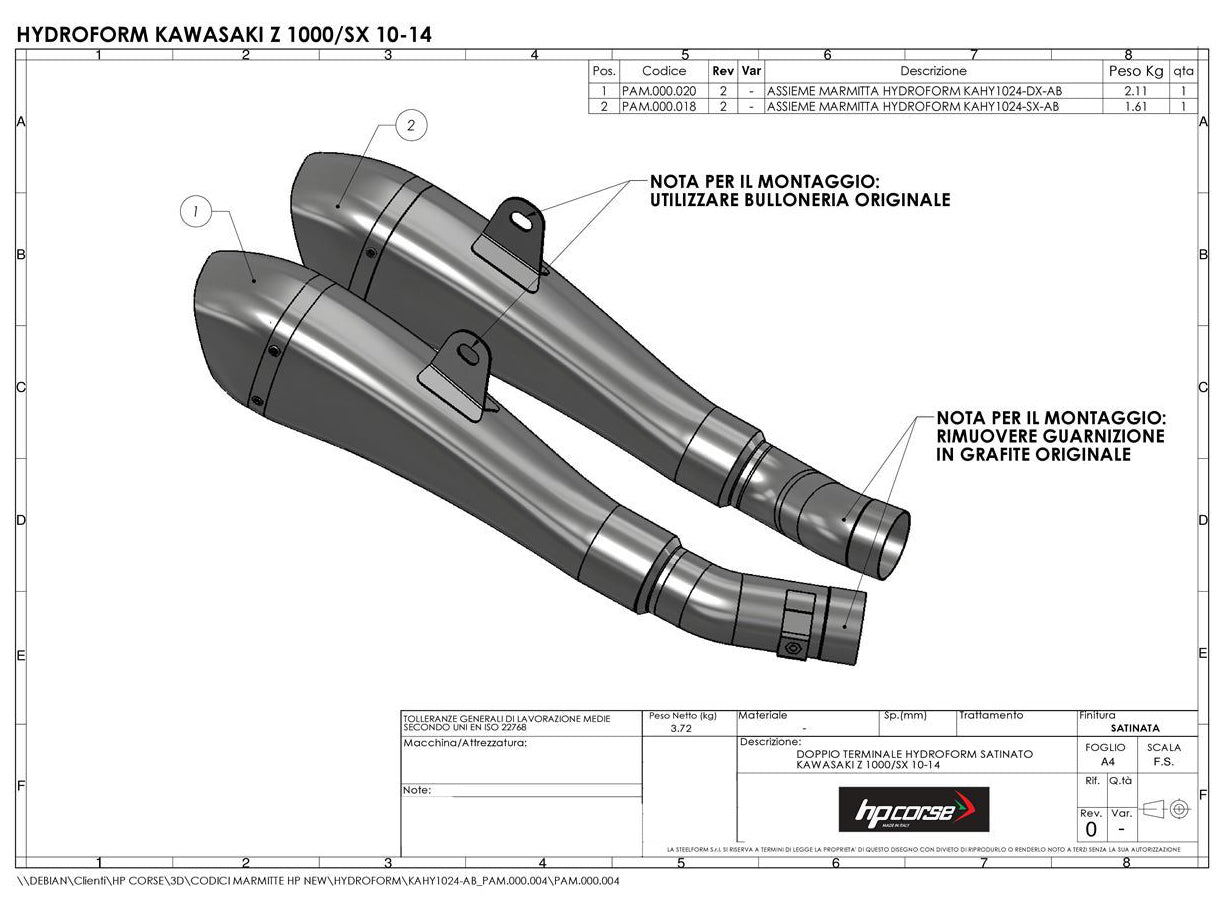 HP CORSE Kawasaki Ninja 1000 / Z1000 Dual Slip-on Exhaust "Hydroform Satin" (EU homologated) – Accessories in MotoDeal – Motorcycle Accessories and Parts Online Shop