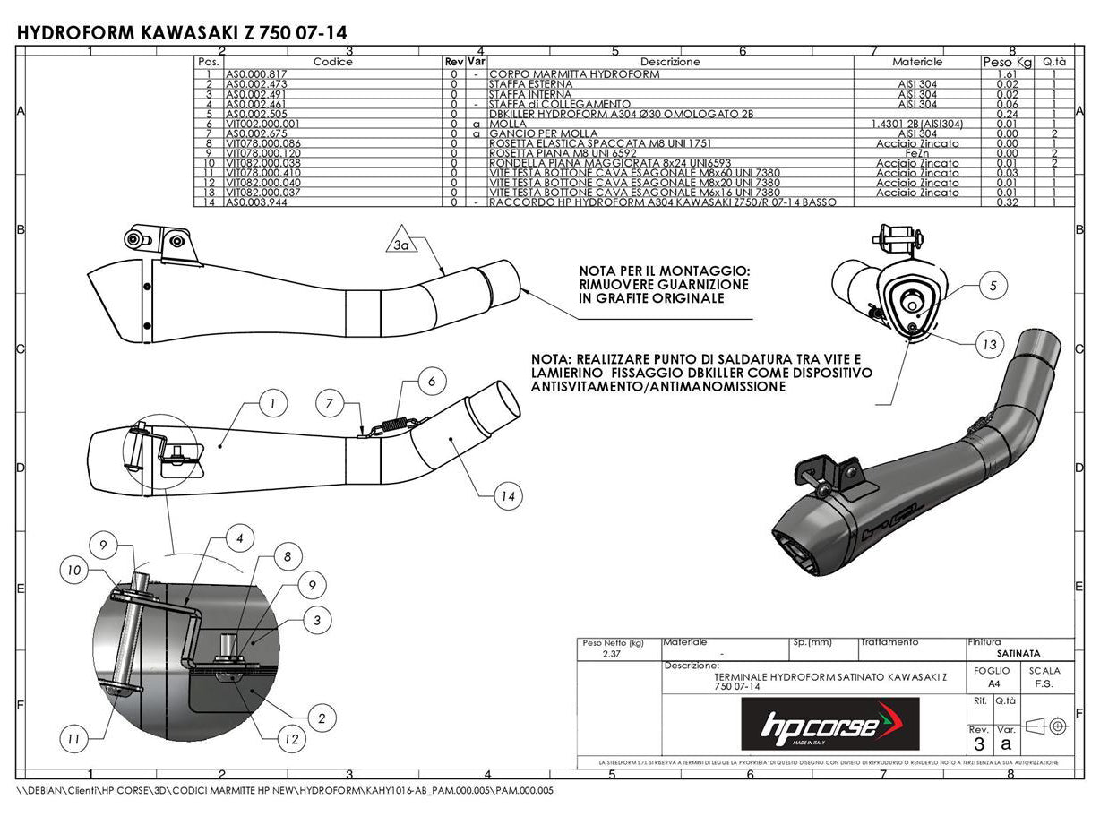 HP CORSE Kawasaki Z750 (07/12) Slip-on Exhaust "Hydroform Satin" (EU homologated) – Accessories in MotoDeal – Motorcycle Accessories and Parts Online Shop