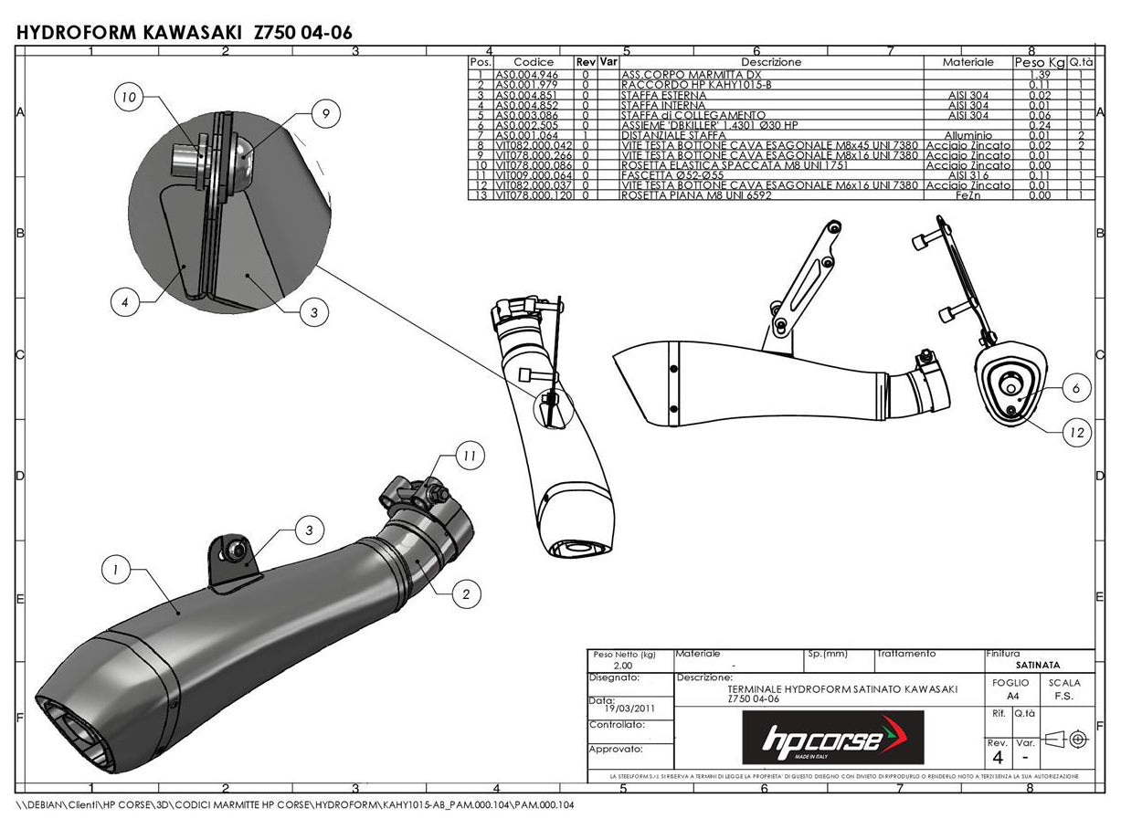 HP CORSE Kawasaki Z750 (04/06) Slip-on Exhaust "Hydroform Satin" (EU homologated) – Accessories in MotoDeal – Motorcycle Accessories and Parts Online Shop