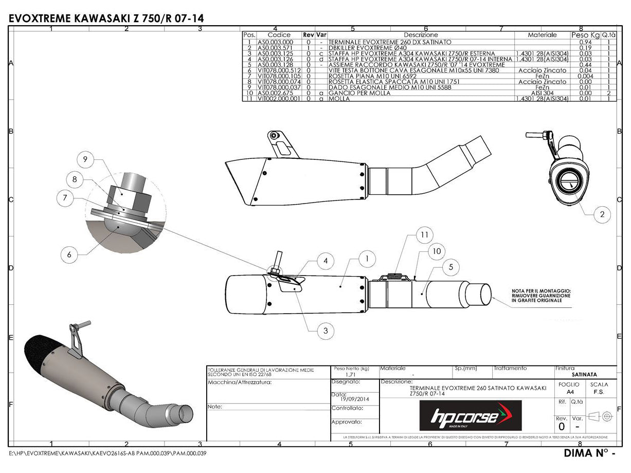 HP CORSE Kawasaki Z750 (07/12) Slip-on Exhaust "Evoxtreme Satin" (racing only) – Accessories in MotoDeal – Motorcycle Accessories and Parts Online Shop