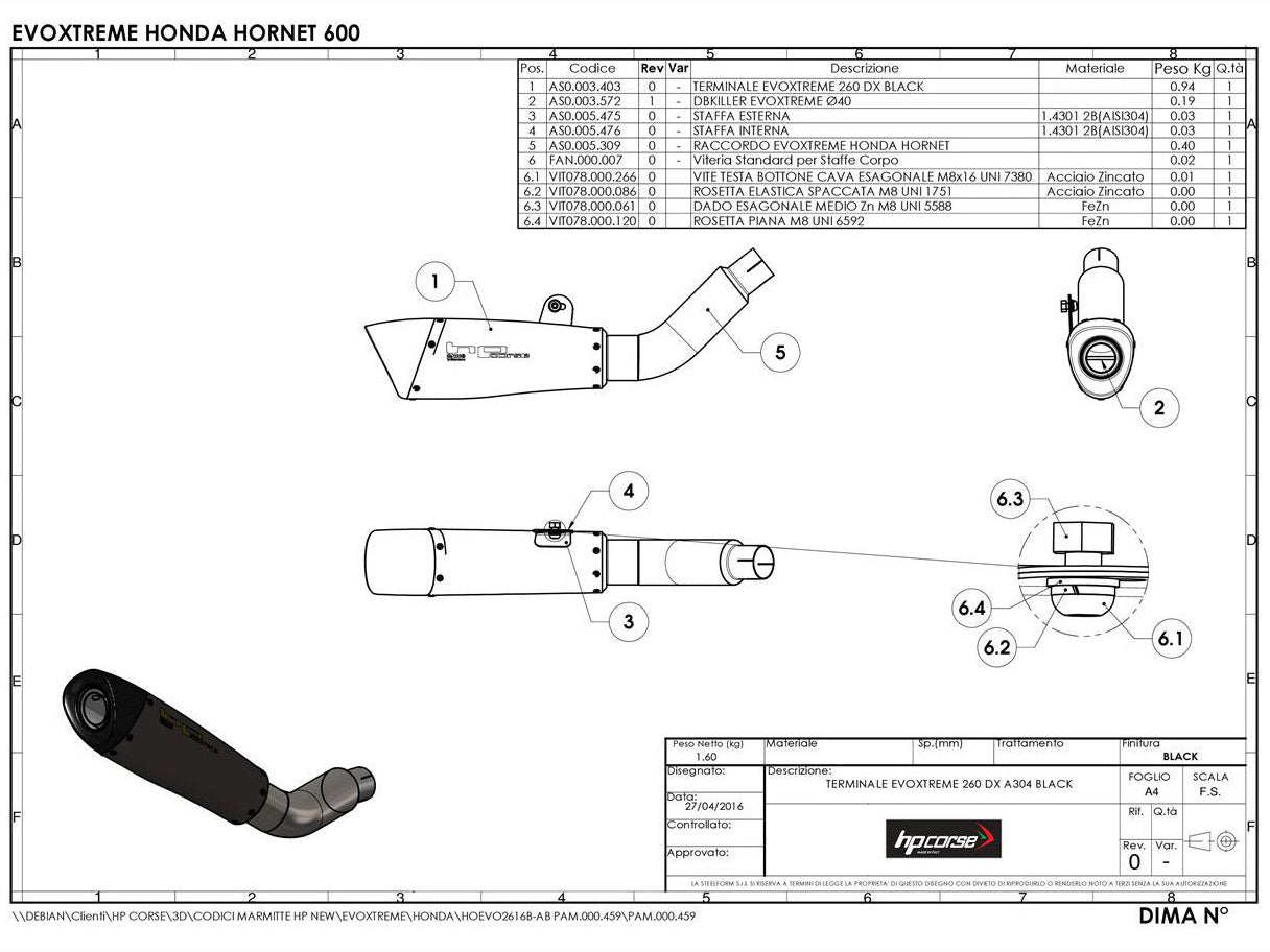 HP CORSE Honda CB600F Hornet (07/13) Slip-on Exhaust "Evoxtreme Black" (EU homologated) – Accessories in MotoDeal – Motorcycle Accessories and Parts Online Shop