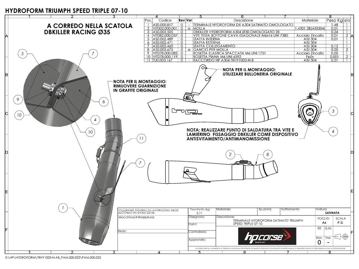 HP CORSE Triumph Speed Triple 1050 (08/10) Slip-on Exhaust "Hydroform Satin" (EU homologated) – Accessories in MotoDeal – Motorcycle Accessories and Parts Online Shop