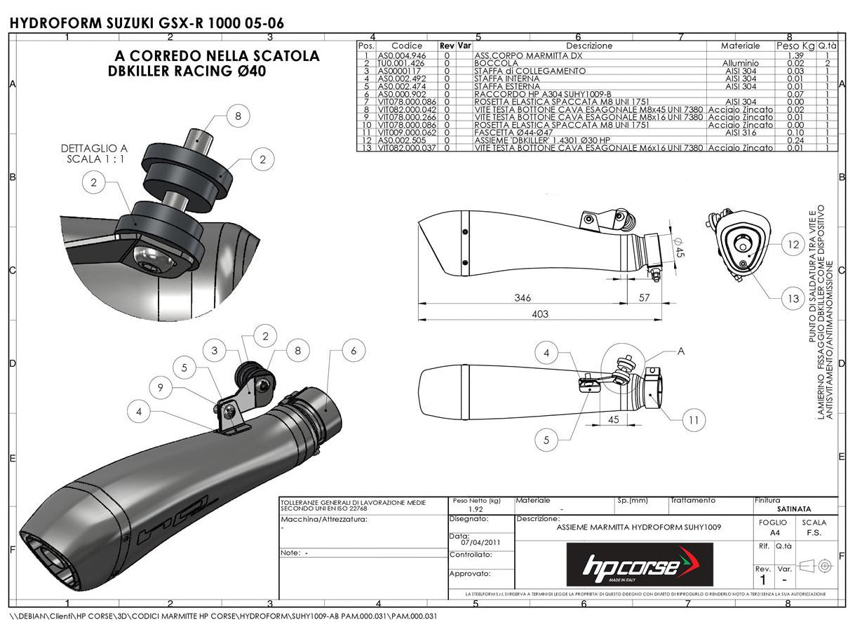 HP CORSE Suzuki GSX-R1000 (05/06) Slip-on Exhaust "Hydroform Satin" (EU homologated) – Accessories in MotoDeal – Motorcycle Accessories and Parts Online Shop