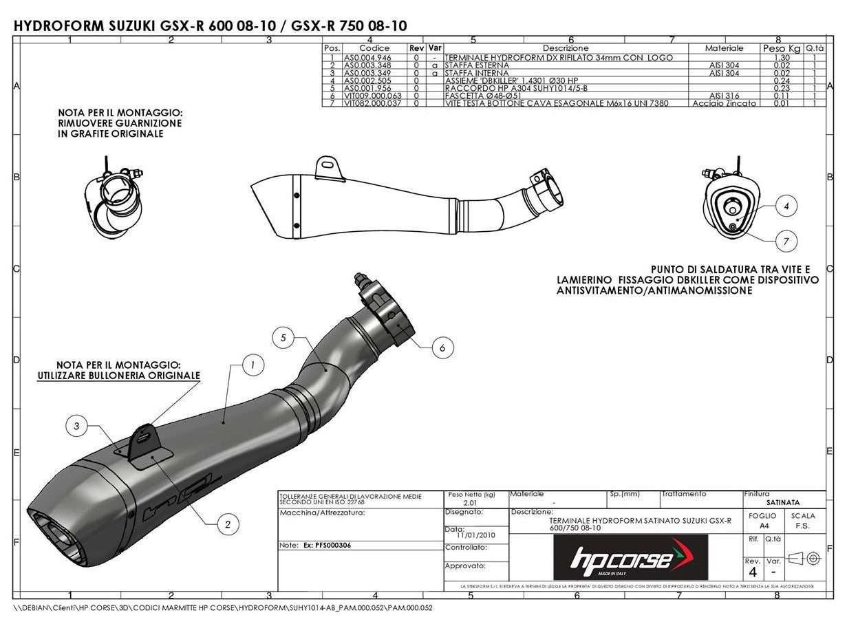 HP CORSE Suzuki GSX-R600 / GSX-R750 (08/10) Slip-on Exhaust "Hydroform Satin" (EU homologated) – Accessories in MotoDeal – Motorcycle Accessories and Parts Online Shop