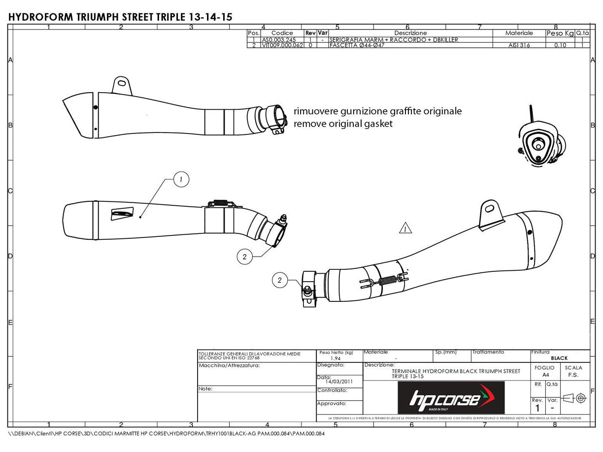 HP CORSE Triumph Street Triple (13/16) Slip-on Exhaust "Hydroform Black" (EU homologated) – Accessories in MotoDeal – Motorcycle Accessories and Parts Online Shop