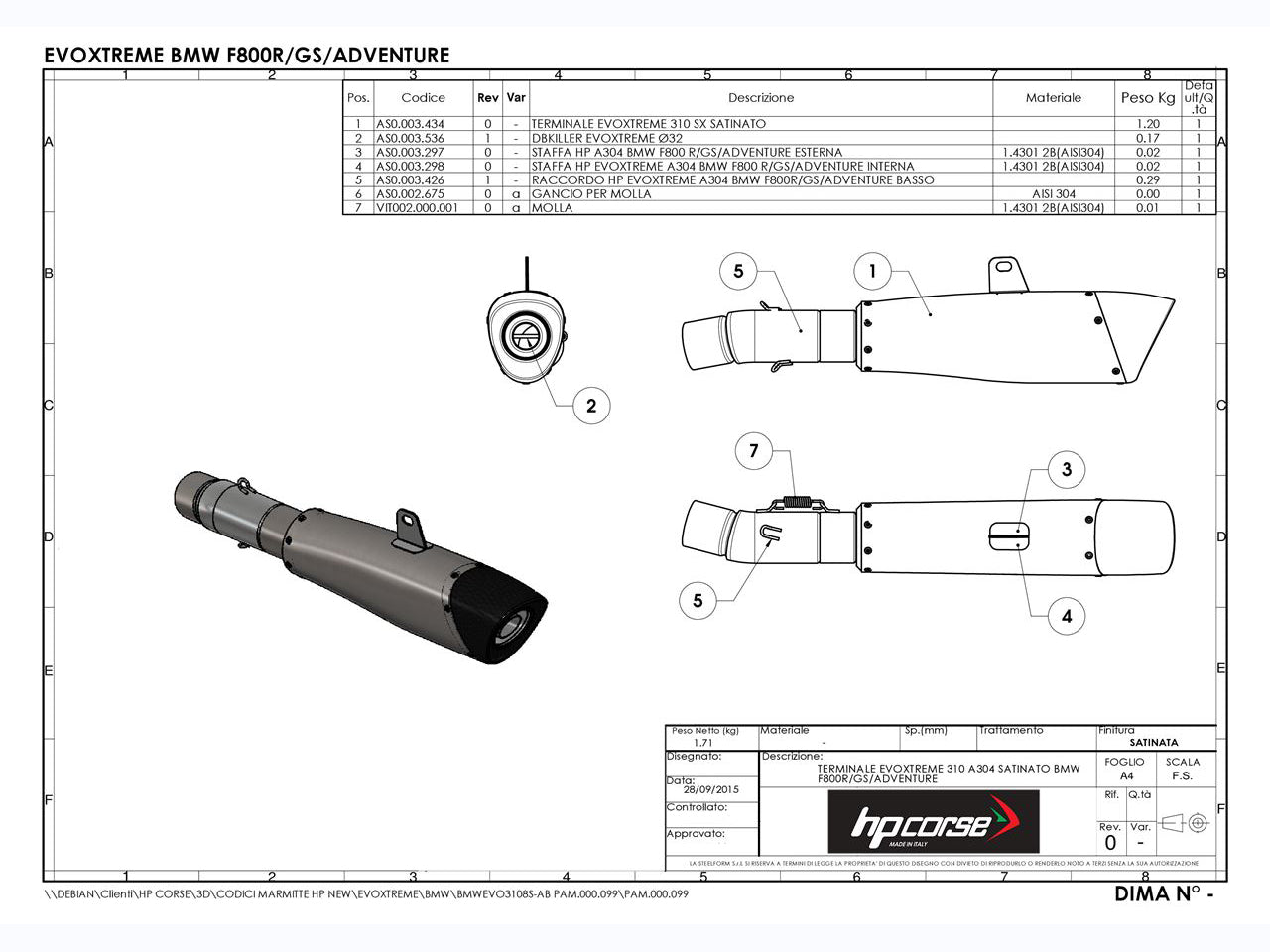 HP CORSE BMW F800R (09/16) Slip-on Exhaust "Evoxtreme Satin" (EU homologated) – Accessories in MotoDeal – Motorcycle Accessories and Parts Online Shop