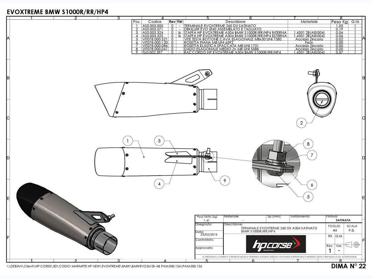 HP CORSE BMW S1000RR (09/14) Slip-on Exhaust "Evoxtreme Satin" (EU homologated) – Accessories in MotoDeal – Motorcycle Accessories and Parts Online Shop