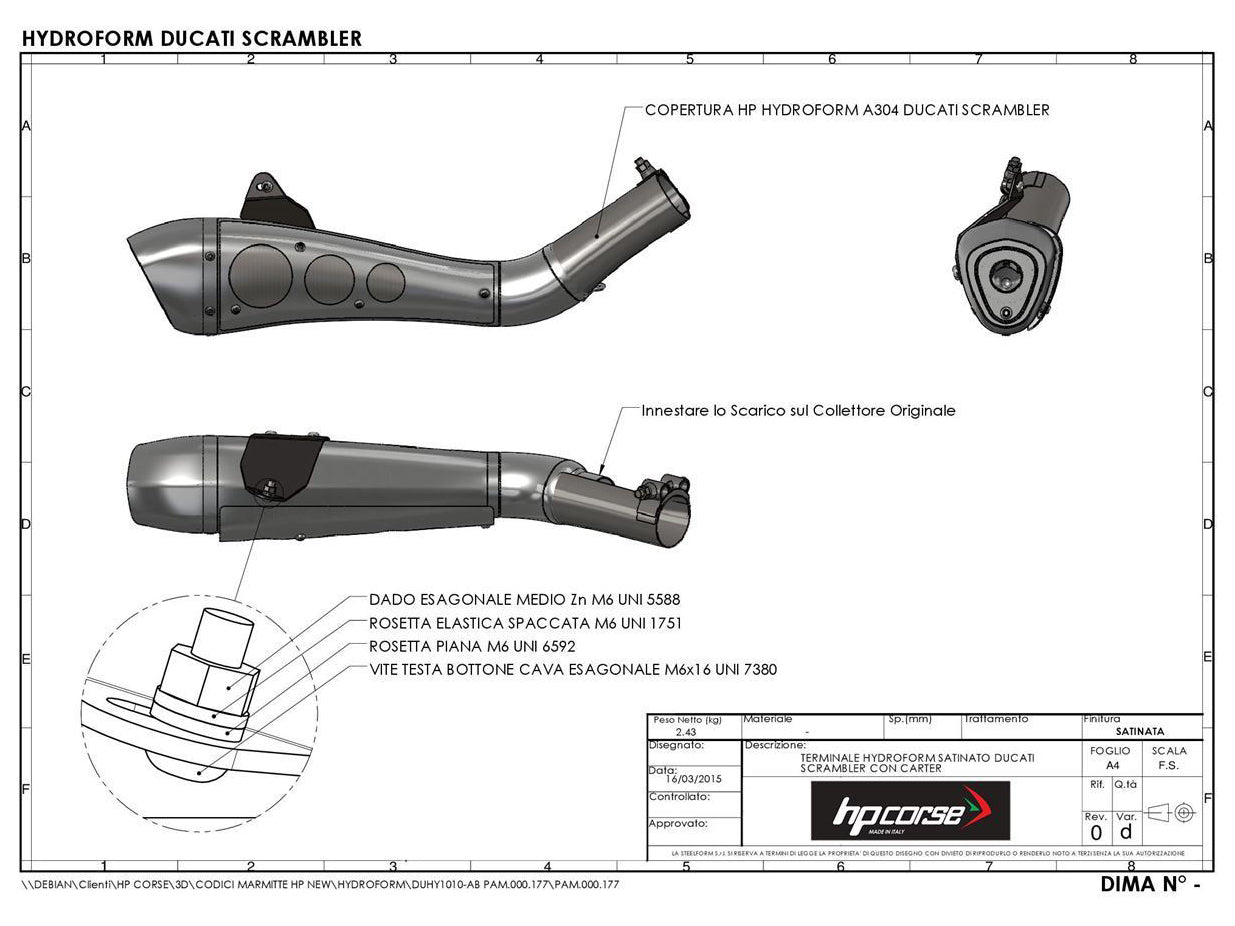 HP CORSE Ducati Scrambler 800 Slip-on Exhaust "Hydroform Black" (EU homologated)