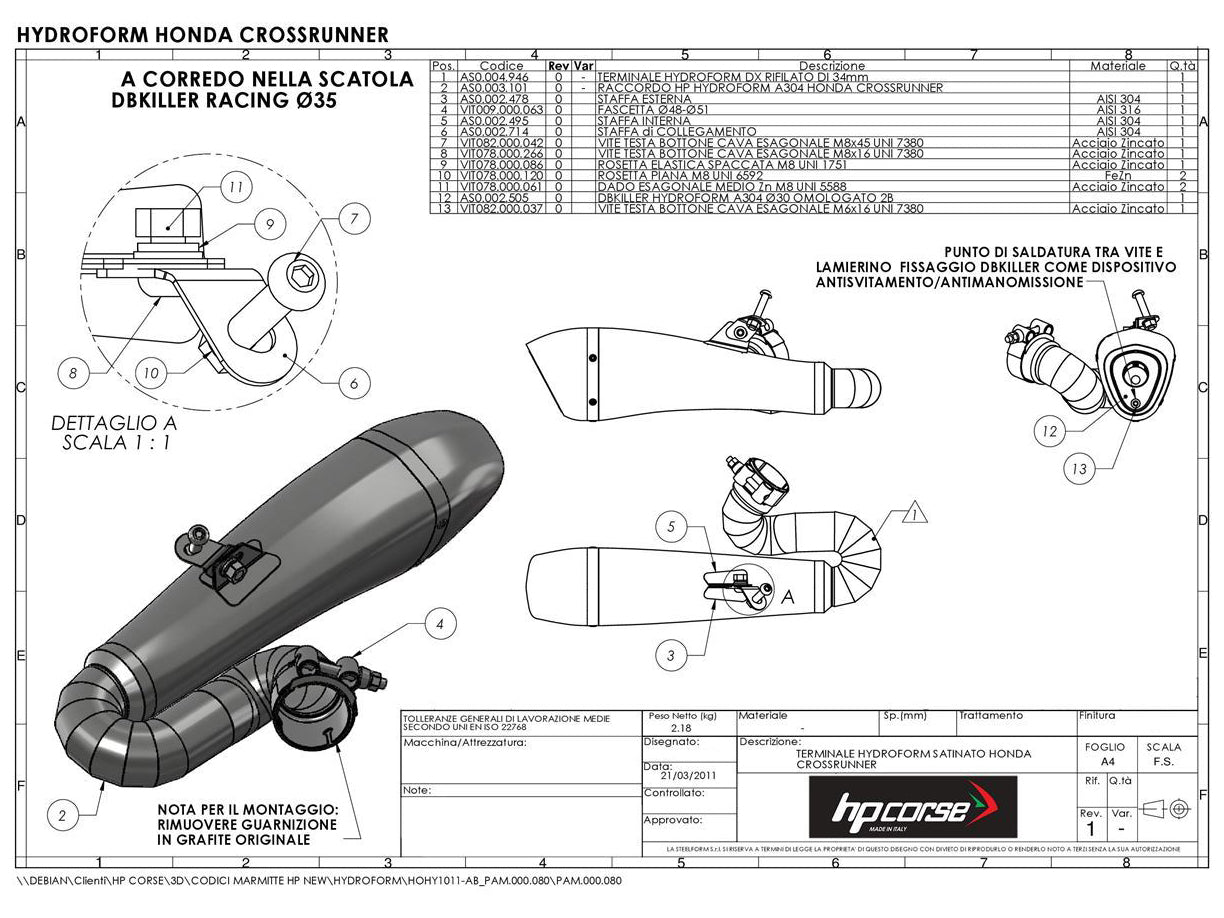 HP CORSE Honda VFR800X Crossrunner (11/14) Slip-on Exhaust "Hydroform Satin" (EU homologated) – Accessories in MotoDeal – Motorcycle Accessories and Parts Online Shop