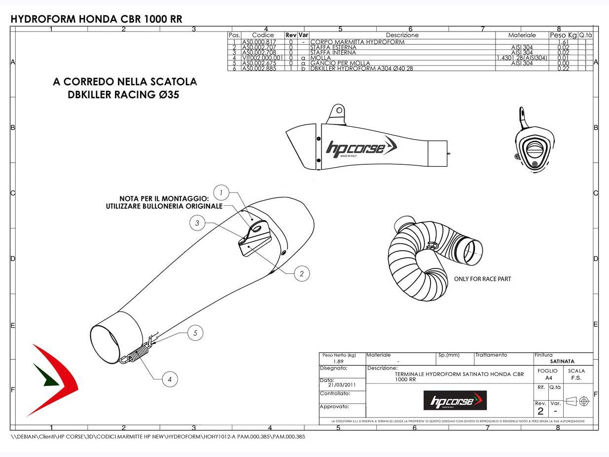 HP CORSE Honda CBR1000RR (08/13) Slip-on Exhaust "Hydroform Satin" (EU homologated) – Accessories in MotoDeal – Motorcycle Accessories and Parts Online Shop