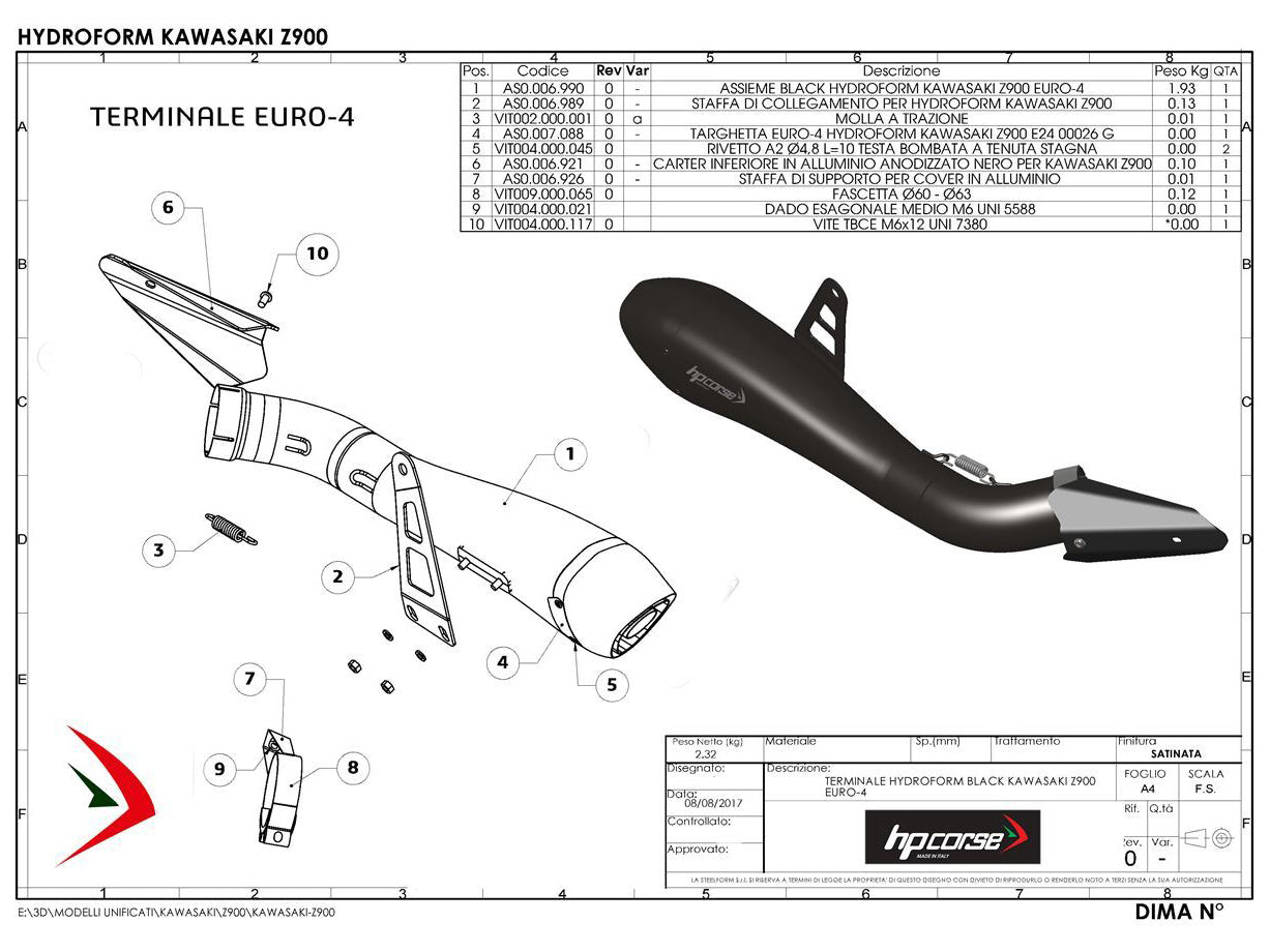 HP CORSE Kawasaki Z900 (17/19) Slip-on Exhaust "Hydroform Satin" (EU homologated) – Accessories in MotoDeal – Motorcycle Accessories and Parts Online Shop