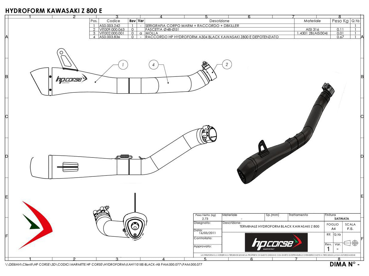 HP CORSE Kawasaki Z800/E Slip-on Exhaust "Hydroform Satin" (EU homologated) – Accessories in MotoDeal – Motorcycle Accessories and Parts Online Shop