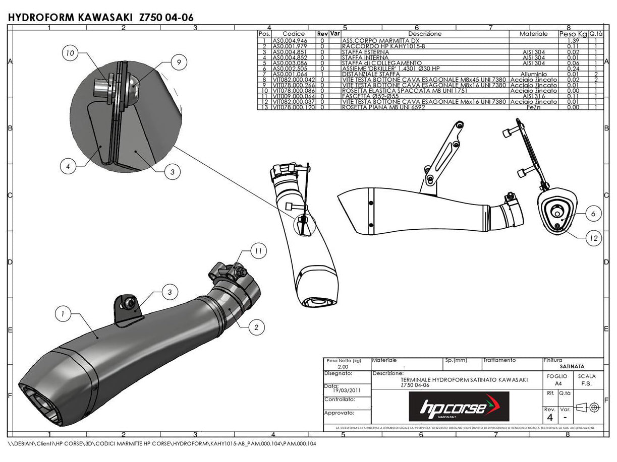 HP CORSE Kawasaki Z750 (04/06) Slip-on Exhaust "Hydroform Black" (EU homologated) – Accessories in MotoDeal – Motorcycle Accessories and Parts Online Shop