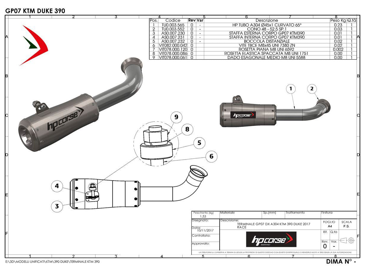 HP CORSE KTM 390 Duke (13/16) Slip-on Exhaust "GP-07 Black with Aluminum Ring" (racing) – Accessories in MotoDeal – Motorcycle Accessories and Parts Online Shop