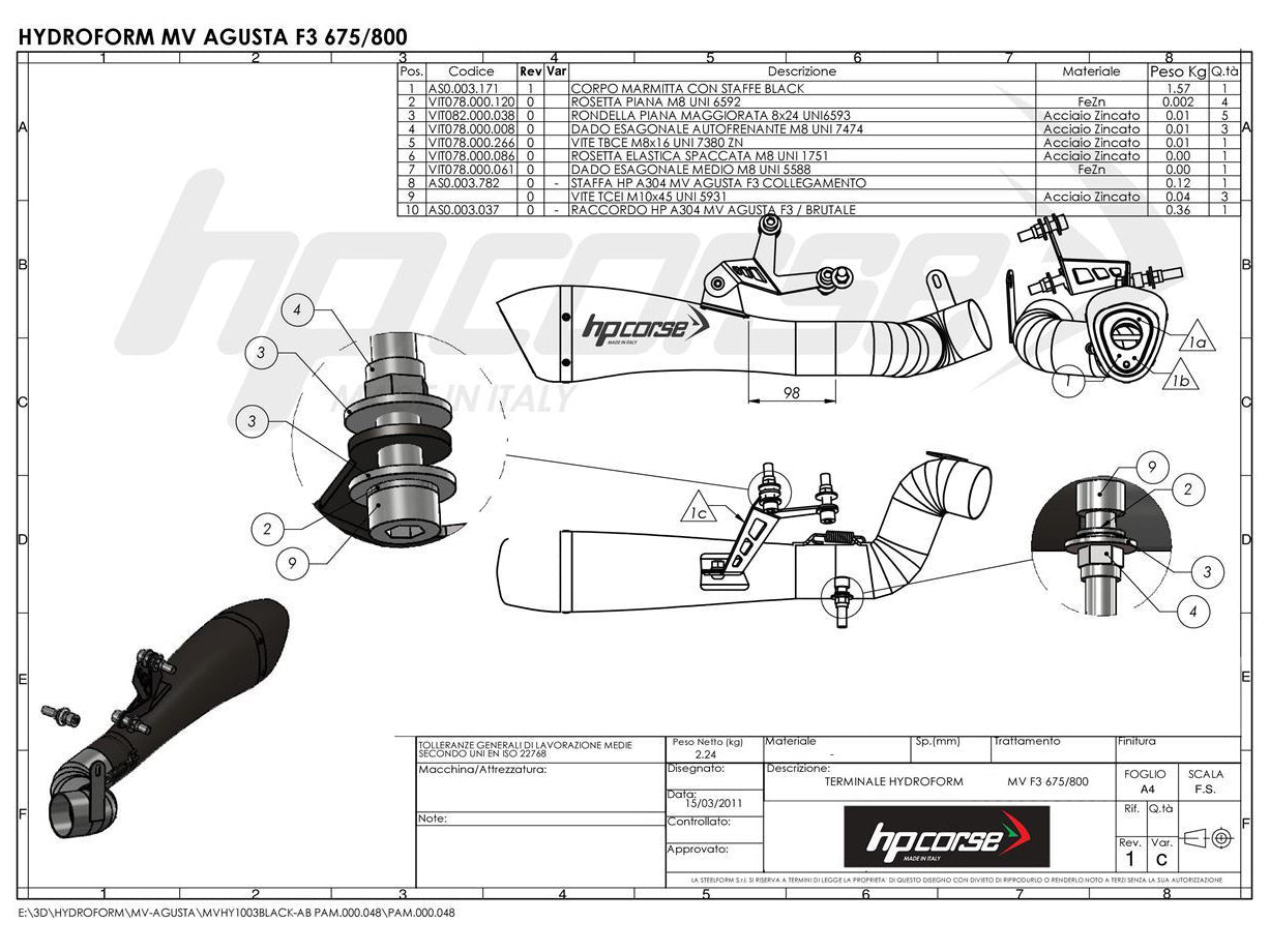 HP CORSE MV Agusta F3 Slip-on Exhaust "Hydroform Black" (EU homologated)