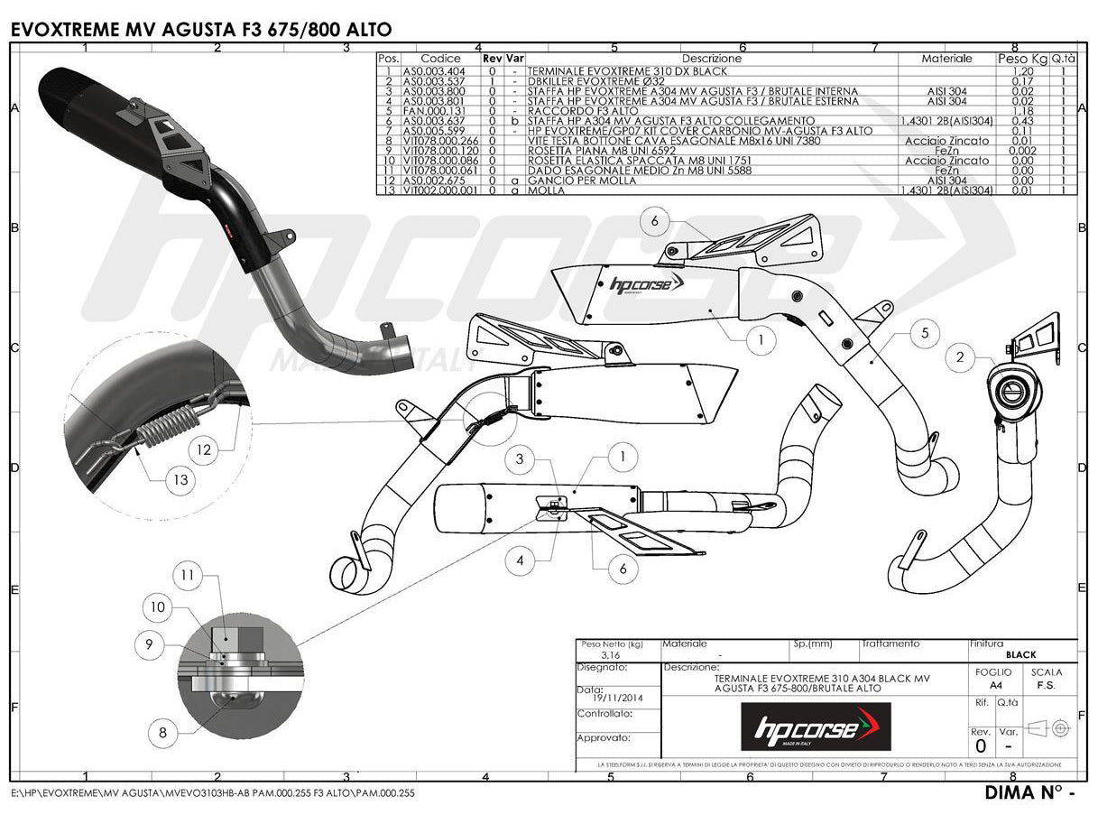 HP CORSE MV Agusta Brutale 800/RR Slip-on Exhaust "Evoxtreme 310 Black" (racing)