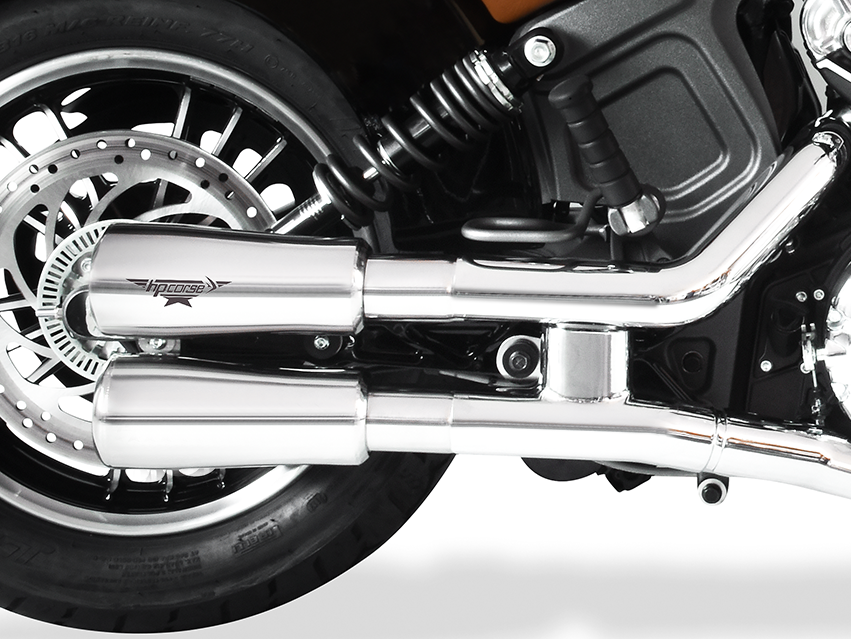 HP CORSE Indian Scout / Sixty / Bobber Slip-on Dual Exhaust "V-2 Inox Polish" (Racing)