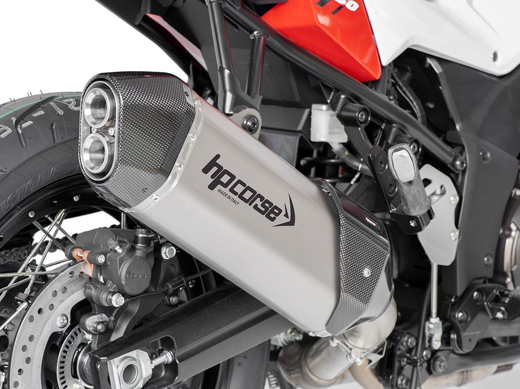 HP CORSE Suzuki V-Strom 1050 (2020+) Slip-on Exhaust "SPS Carbon 350 Inox Satin" (Euro 5)