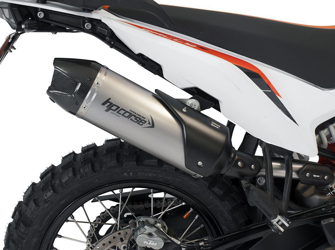 HP CORSE KTM 890 Adventure (2021+) Slip-on Exhaust "SP-1 Carbon Short Titanium" (Euro 5)