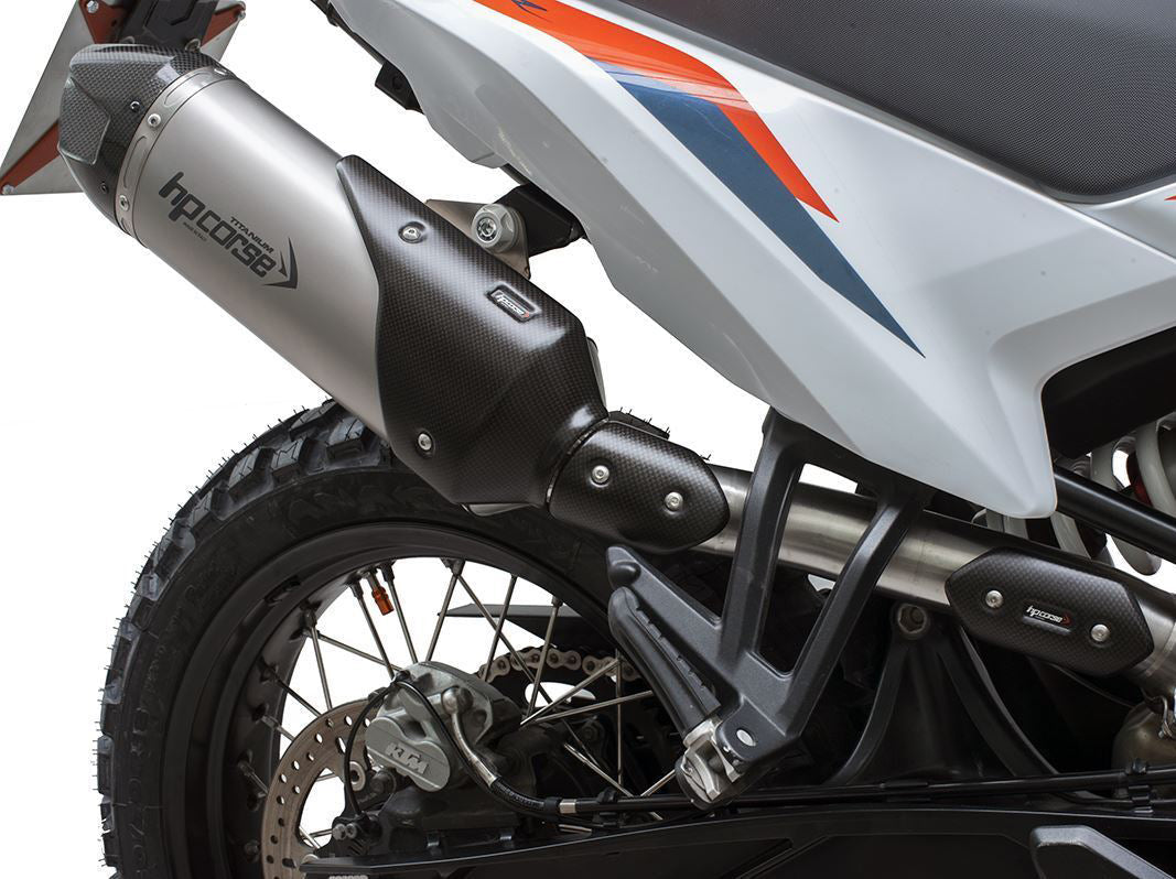 HP CORSE KTM 890 Adventure (2021+) Slip-on Exhaust "SP-1 Carbon Short Titanium" (Euro 5)