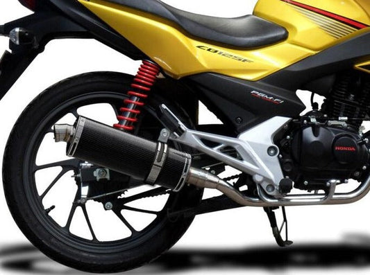 DELKEVIC Honda CB125F Full Exhaust System with Stubby 14" Carbon Silencer