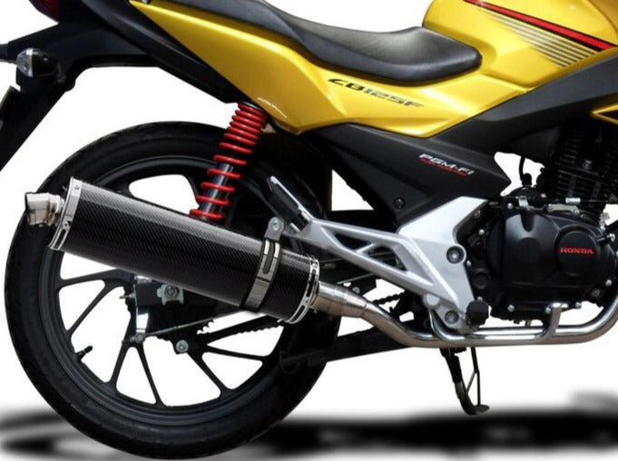 DELKEVIC Honda CB125F Full Exhaust System with Stubby 18" Carbon Silencer