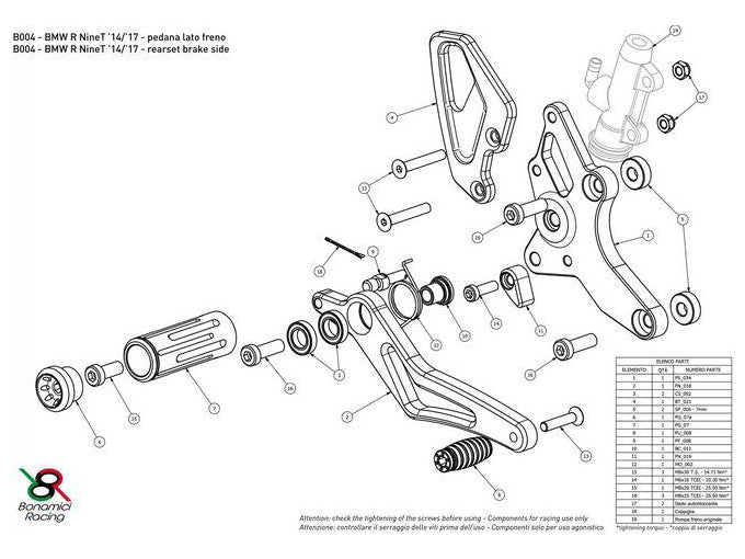 B004 - BONAMICI RACING BMW R nineT (14/20) Adjustable Rearset – Accessories in MotoDeal – Motorcycle Accessories and Parts Online Shop