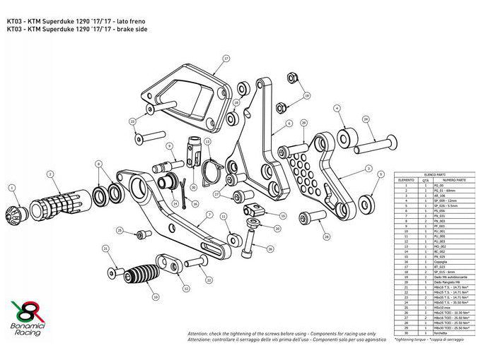 KT03 - BONAMICI RACING KTM 1290 Super Duke R / GT (17/19) Adjustable Rearset – Accessories in the 2WheelsHero Motorcycle Aftermarket Accessories and Parts Online Shop