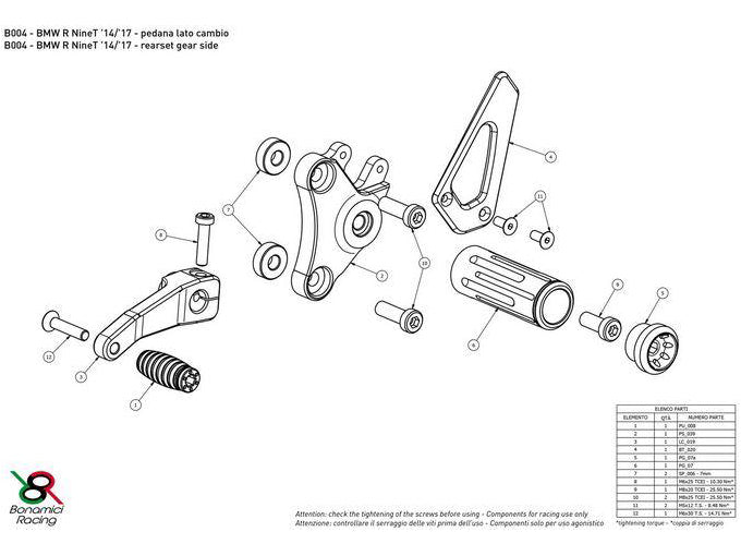 B004 - BONAMICI RACING BMW R nineT (14/20) Adjustable Rearset – Accessories in MotoDeal – Motorcycle Accessories and Parts Online Shop