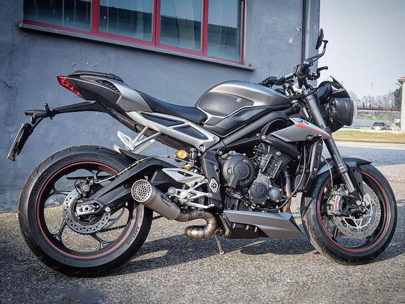 SPARK GTR0501 Triumph Street Triple (2017+) Titanium Semi-full Exhaust System "Grid-O" (racing)