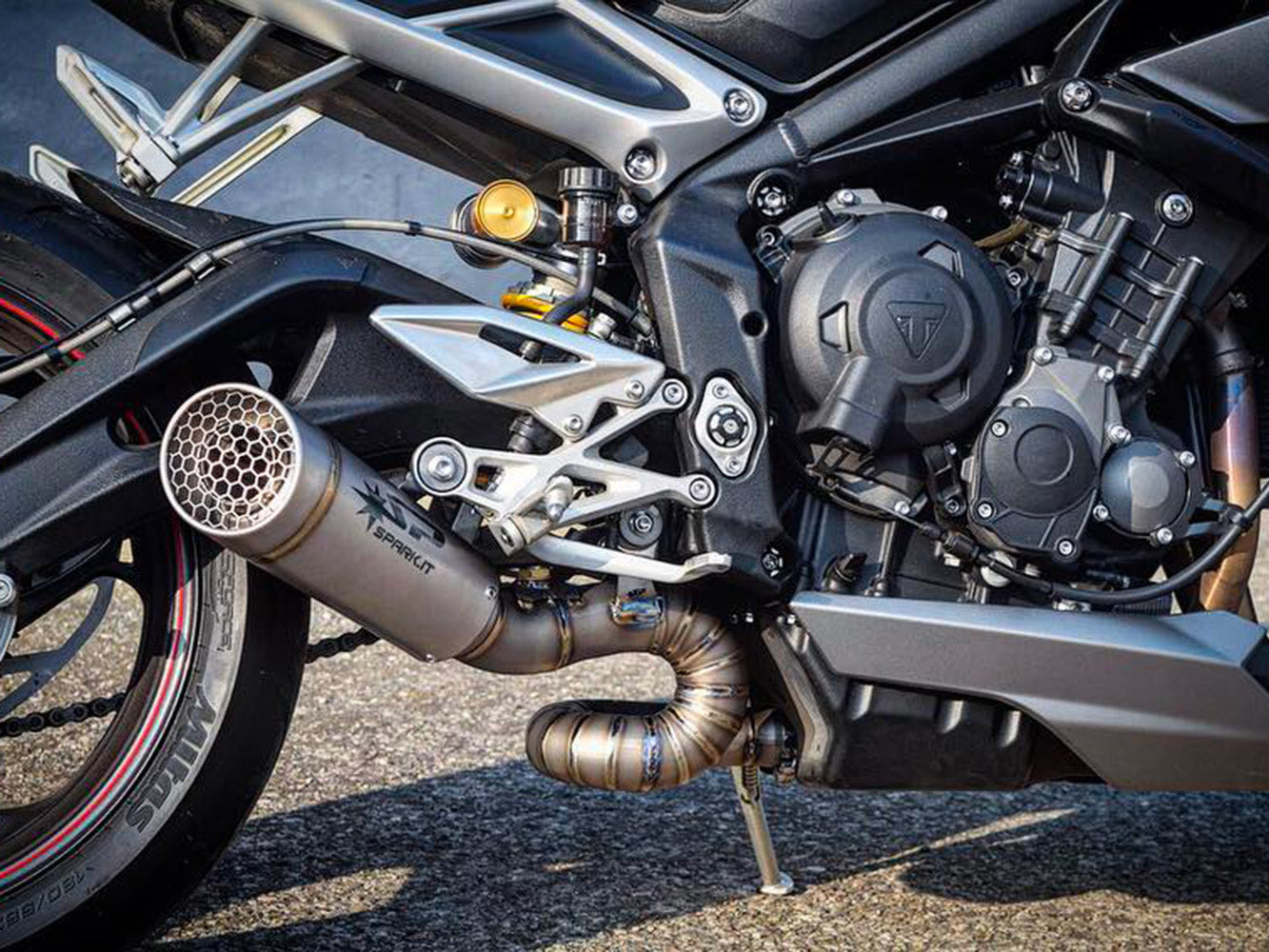 SPARK GTR0501 Triumph Street Triple (2017+) Titanium Semi-full Exhaust System "Grid-O" (racing)