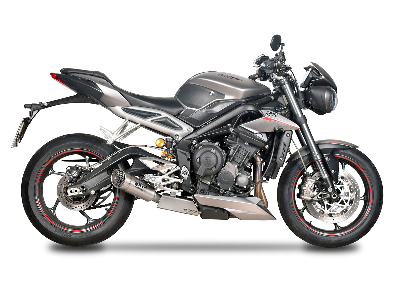 SPARK GTR0507 Triumph Street Triple 765 / 660 Titanium 3/4 Exhaust System "GRID-O" (approved; polished box)