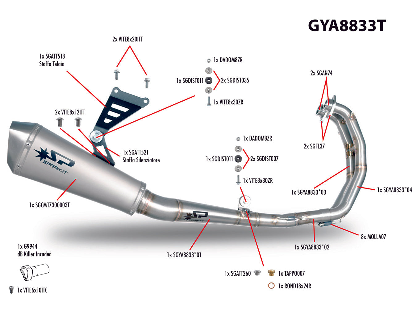 SPARK GYA8833 Yamaha YZF-R3 (2015+) Full Titanium Exhaust System "Konix" (racing)