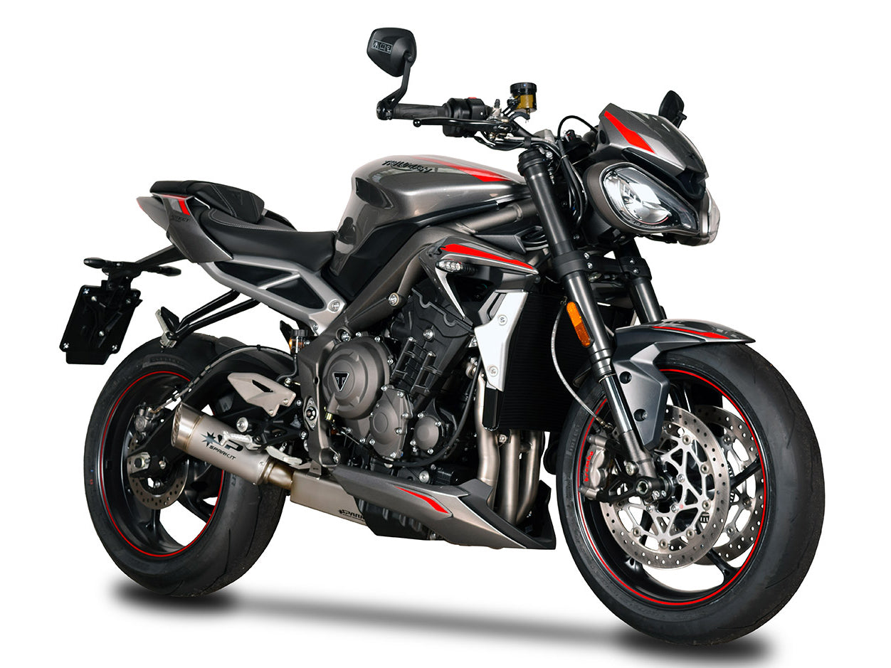 SPARK GTR0507 Triumph Street Triple 765 / 660 Titanium 3/4 Exhaust System "GRID-O" (approved; polished box)